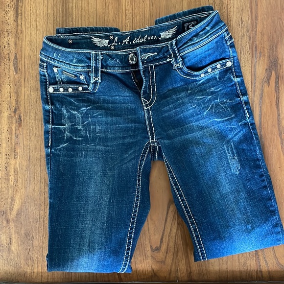 LA Idol Bling Wing Skinny Jean. Sz 5 - Picture 4 of 12